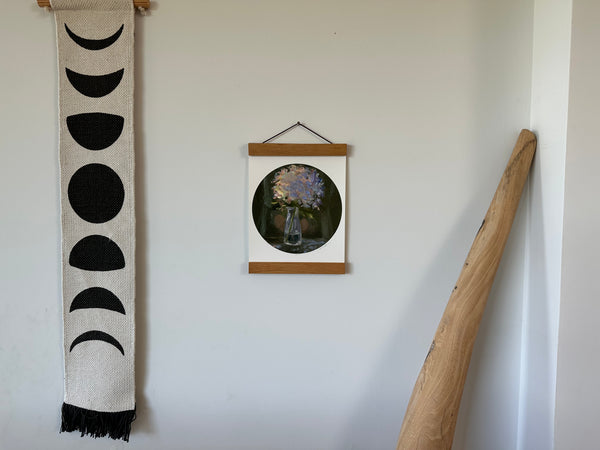 Unspoken 8” circle print, signed with hangers